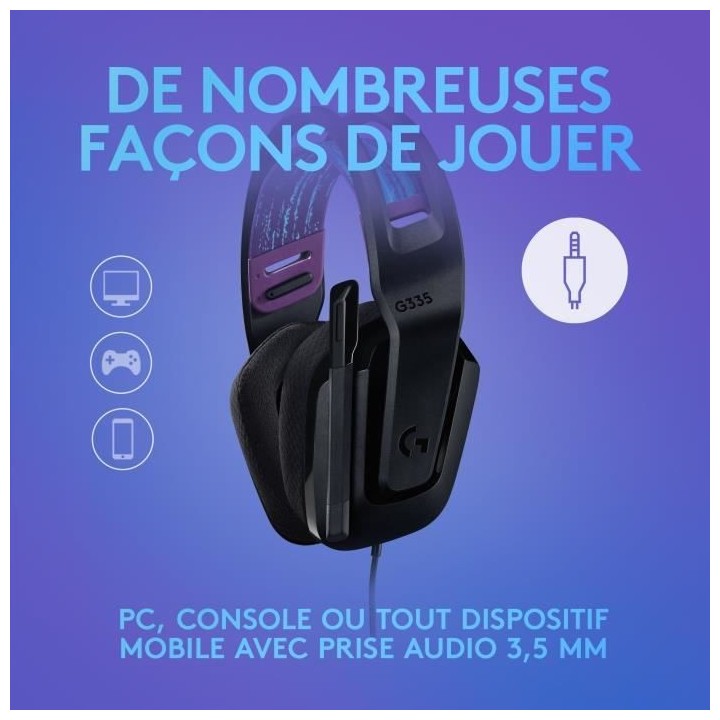 LOGITECH G - G335 FILAIRE - Casque Gaming - Léger - Noir Certifié Di