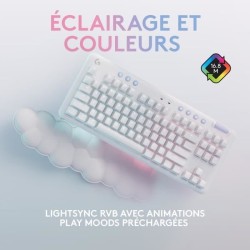 Logitech G - Clavier Gaming - G715 Mécanique Sans Fil Tactile (GX Brown) avec Repose-Poignet - White Mist