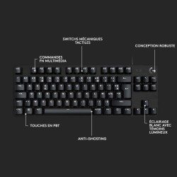 LOGITECH G - Clavier Gaming - G413 TKL SE - Mécanique, Rétroéclairé, Noir Aluminium