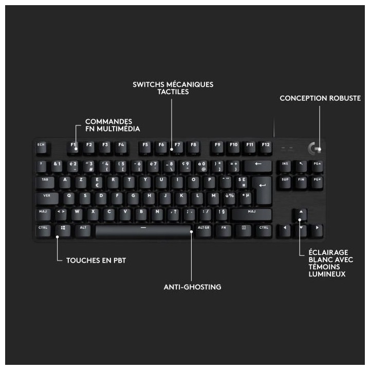 LOGITECH G - Clavier Gaming - G413 TKL SE - Mécanique, Rétroéclair