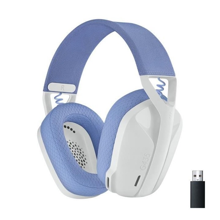 Casque gaming sans fil Logitech -G435 LIGHTSPEED - BLANC - Léger Blu
