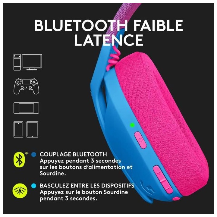 Casque gaming sans fil Logitech - G435 LIGHTSPEED - BLEU - Léger Blu