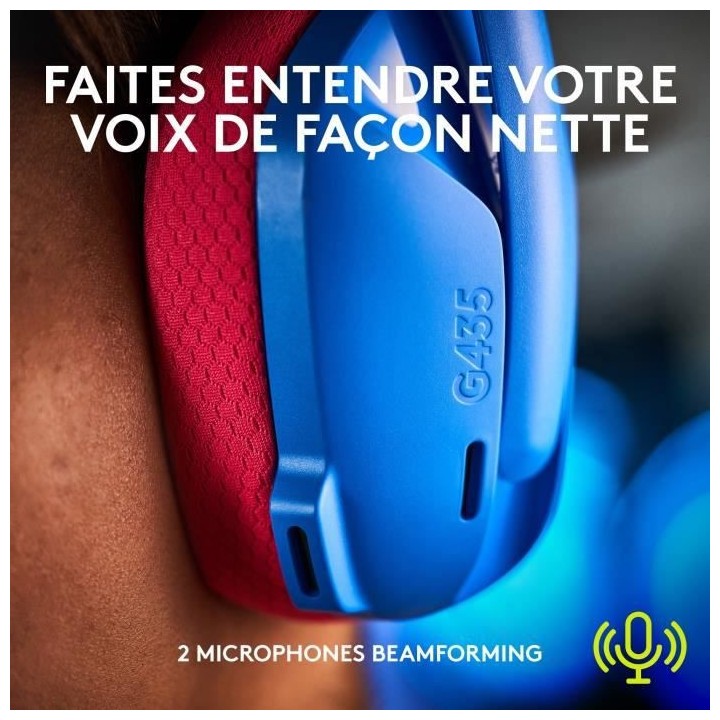 Casque gaming sans fil Logitech - G435 LIGHTSPEED - BLEU - Léger Blu