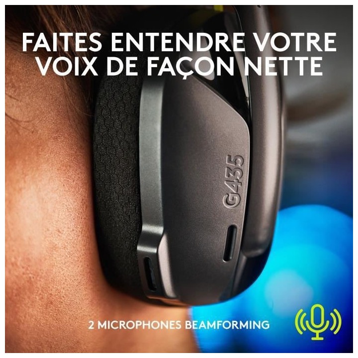Casque gaming sans fil Logitech - G435 LIGHTSPEED - NOIR - Léger Blu