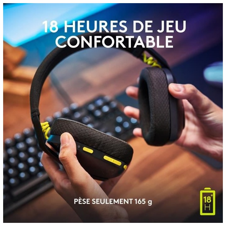 Casque gaming sans fil Logitech - G435 LIGHTSPEED - NOIR - Léger Blu