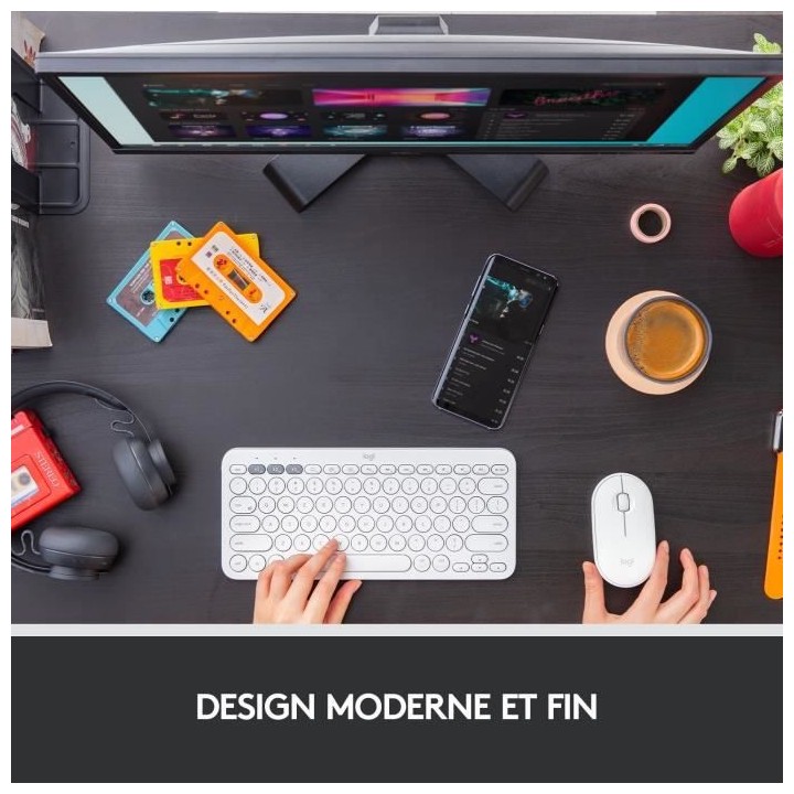 Souris sans fil - Logitech - M350 Pebble - Bluetooth silencieuse - Bla