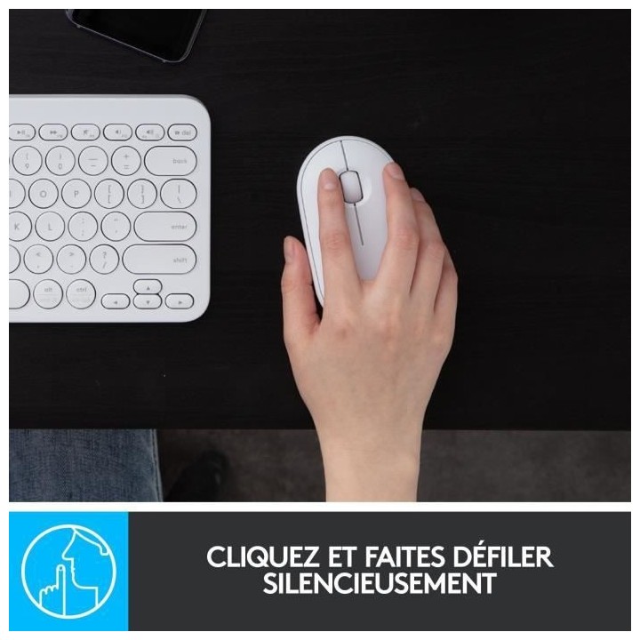 Souris sans fil - Logitech - M350 Pebble - Bluetooth silencieuse - Bla