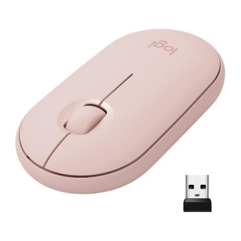 Souris sans fil - Logitech - M350 Pebble - Bluetooth silencieuse - Rose