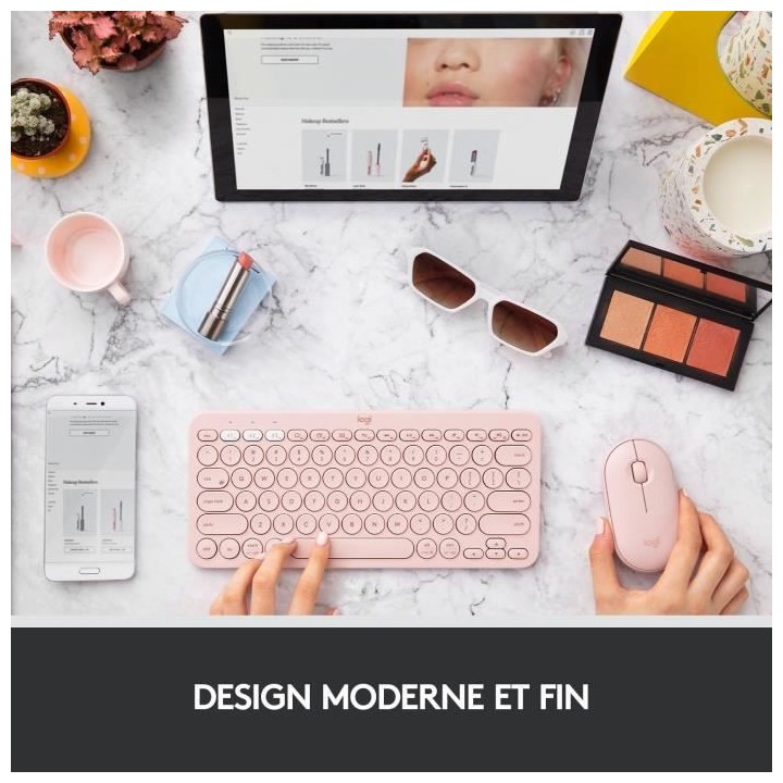 Souris sans fil - Logitech - M350 Pebble - Bluetooth silencieuse - Ros