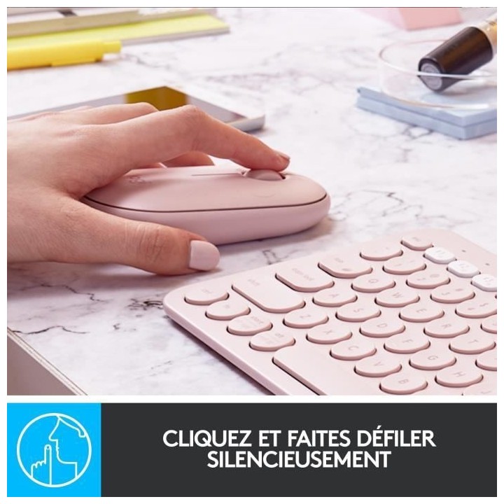 Souris sans fil - Logitech - M350 Pebble - Bluetooth silencieuse - Ros