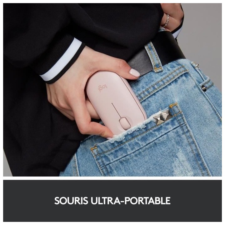 Souris sans fil - Logitech - M350 Pebble - Bluetooth silencieuse - Ros