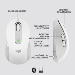 Souris Sans Fil Logitech Signature M650 - Silencieuse, Bluetooth, Boutons Programmables - Blanche