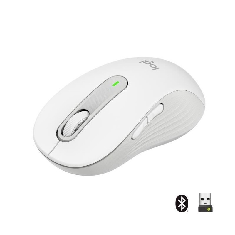 Souris Sans Fil Logitech Signature M650 L - Grande Taille Silencieuse, Bluetooth, Boutons Programmables - Blanche