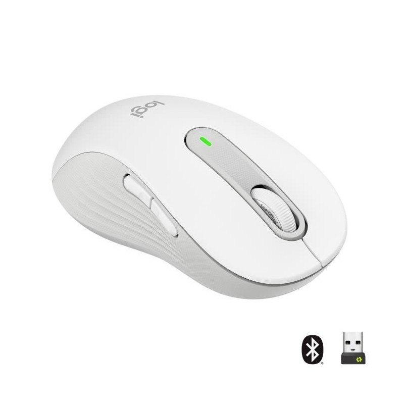 Souris Sans Fil Logitech Signature M650 L - Gauche - Pour Mains Larges, Silencieuse, Bluetooth, Boutons Programmables - Blanche