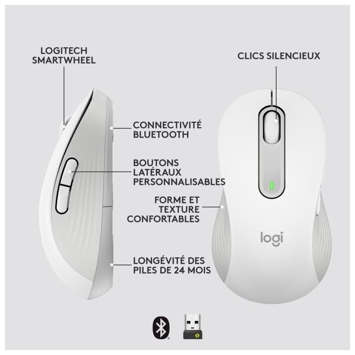 Souris Sans Fil Logitech Signature M650 L - Gauche - Pour Mains Larges