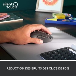 Souris Sans Fil Logitech Signature M650 L - Gauche - Pour Mains Larges, Silencieuse, Bluetooth, Boutons Programmables - Graphite