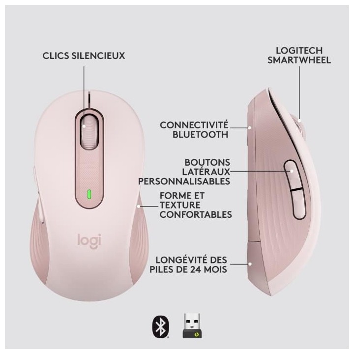 Souris Sans Fil Logitech Signature M650 L - Grande Taille Silencieuse,