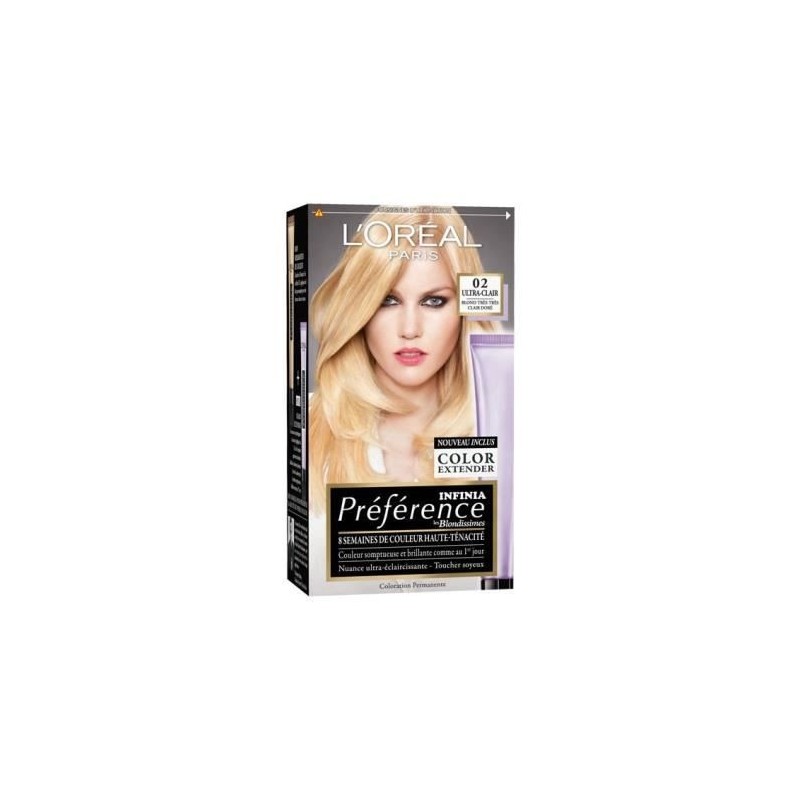 Coloration parmanente Préférence 02 L'OREAL PARIS - Valence Blond tres tres clair doré