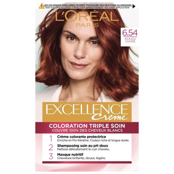Coloration permanente 6.54 Excellence creme L'OREAL PARIS - Blond fonc