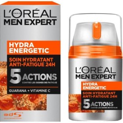 Trousse Routine Anti-Fatigue L'OREAL PARIS MEN EXPERT Hydra Energetic - Soin visage + bille glacée yeux + anti-trapirant