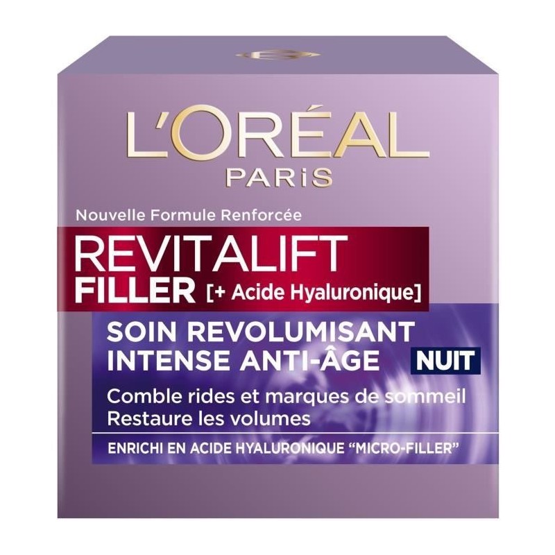 Soin revolumisant nuit Dermo Expertise Revitalift Filler+ L'OREAL - Acide Hyaluronique - 50 ml