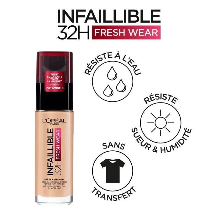 Fond de teint Infaillible L'OREAL PARIS - Longue tenue 32H - Beige pea