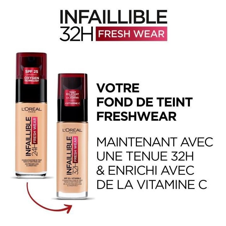 Fond de teint L'OREAL PARIS INFAILLIBLE - Longue tenue 32h - Lin Natur