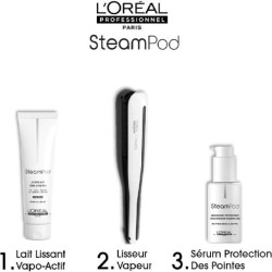 Steampod 3.0 - Pack Cheveux Fins : Lisseur Vapeur Professionnel + Lait de lissage Vapo-Actif + Sérum de Finition