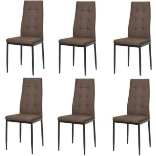 ROKA Lot de 6 chaises - Tissu Chocolat - L 42 x P 54,3 x H 95,2 cm