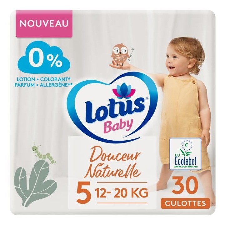 LOTUS BABY Couches culottes Douceur Naturelle taille 5 - 12 a 20 kg le