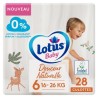 LOTUS BABY Couches Culottes Douceur Naturelle taille 6 - 16 a 26 kg - Le paquet de 28 culottes