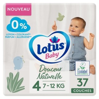 LOTUS BABY Couches Douceur Naturelle taille 4 - 7 a 12 kg - Le paquet