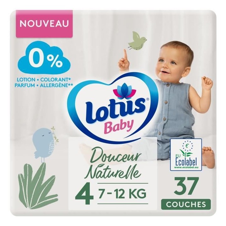 LOTUS BABY Couches Douceur Naturelle taille 4 - 7 a 12 kg - Le paquet