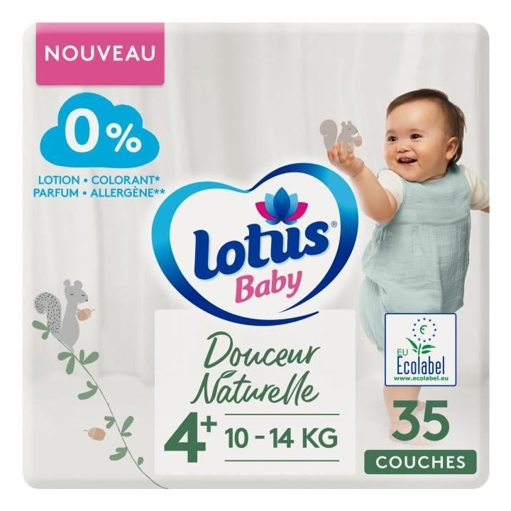 LOTUS BABY Couches Douceur Naturelle taille 4+ - 10 a 14 kg - Le paque