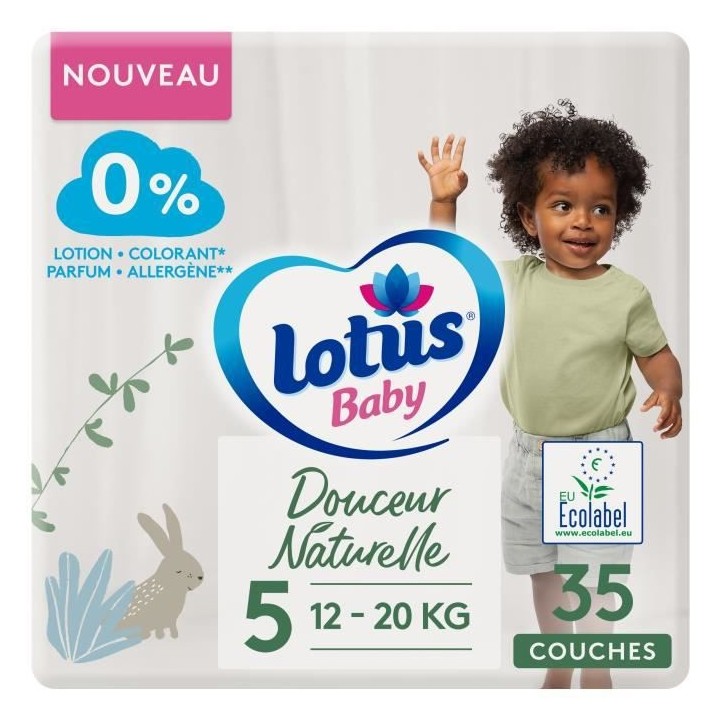 LOTUS BABY Couches Douceur Naturelle taille 5+ - 12 a 20 kg - Le paque