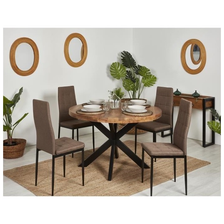 ROKA Lot de 6 chaises - Tissu Chocolat - L 42 x P 54,3 x H 95,2 cm