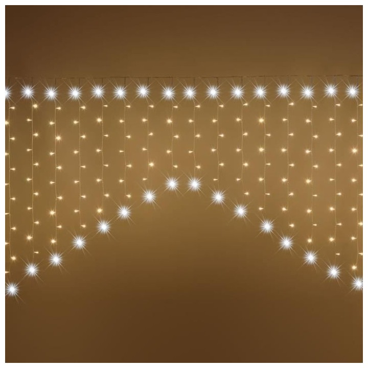 Stalactite M 345xH180cm 300 LED BLANC CHAUD et BLANC Ø5mm