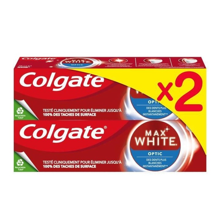 [Lot de 2] COLGATE Dentifrices Max White Optic - 75ml