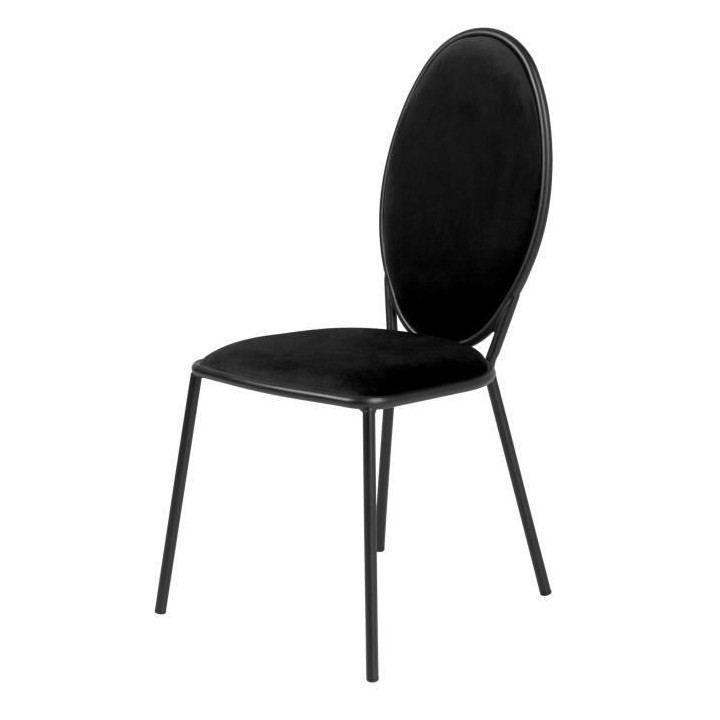 Lot de 2 Chaises - Velours Noir - L 51 x P 96 x H 52,5 cm - LOUIS