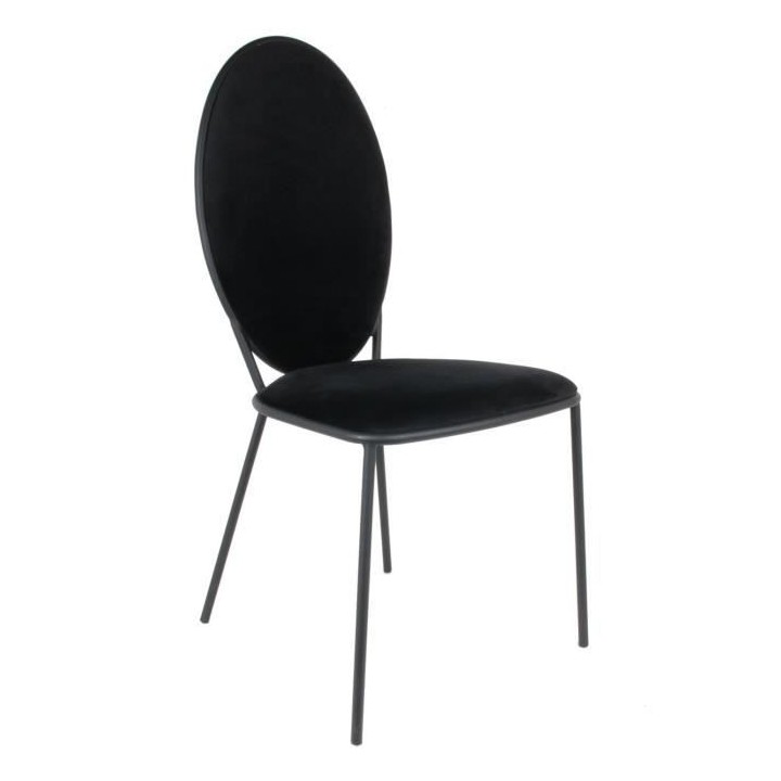 Lot de 2 Chaises - Velours Noir - L 51 x P 96 x H 52,5 cm - LOUIS