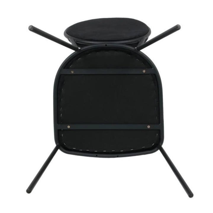 Lot de 2 Chaises - Velours Noir - L 51 x P 96 x H 52,5 cm - LOUIS