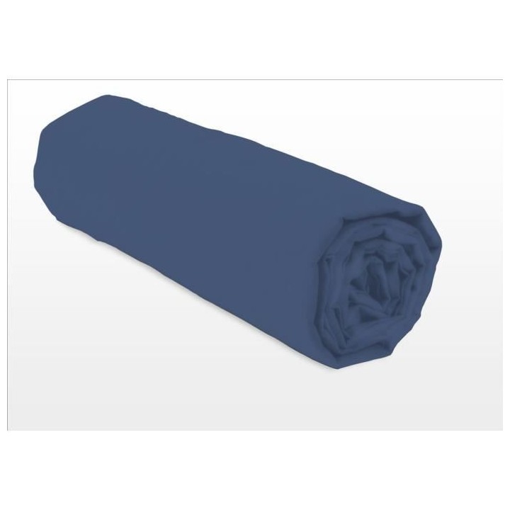 LOVELY HOME Drap housse - 90 x 190 + 25 cm - 100% coton - Bleu