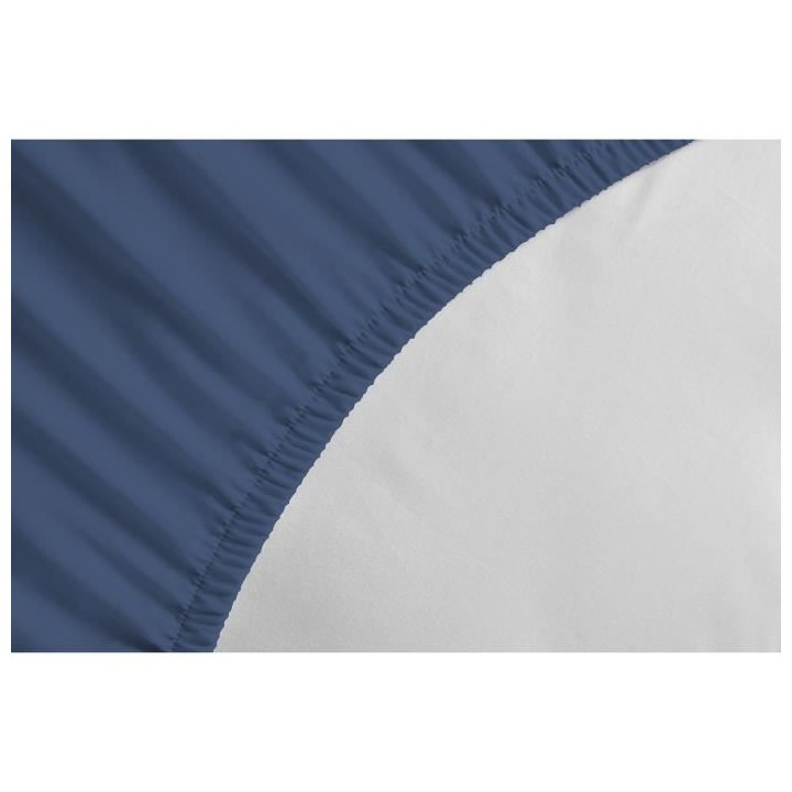 LOVELY HOME Drap housse - 160 x 200 + 35 cm - 100% coton - Bleu
