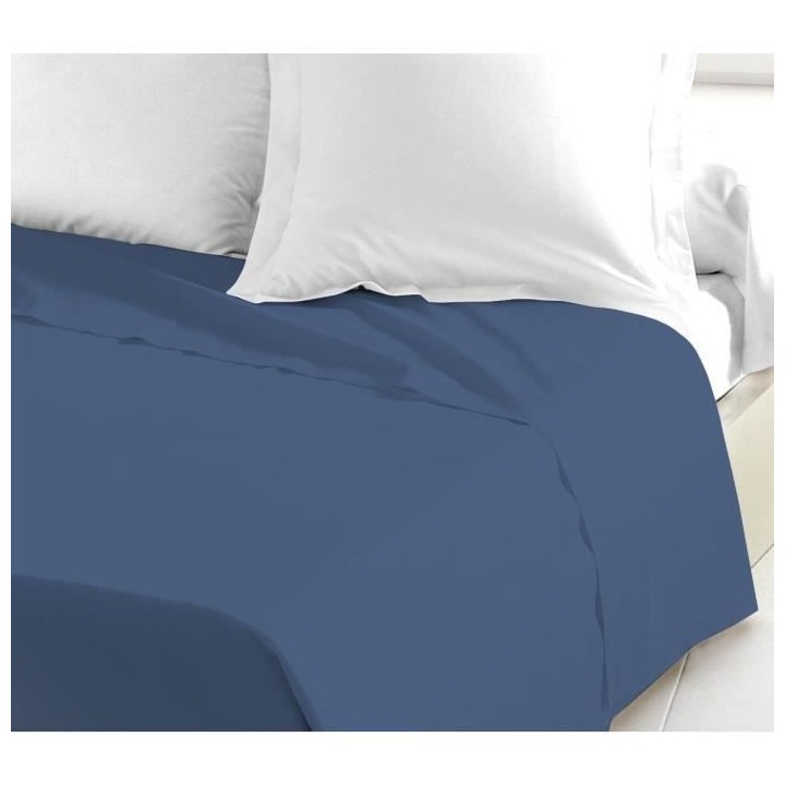 LOVELY HOME Drap plat - 240 x 300 cm - 100% coton - Bleu