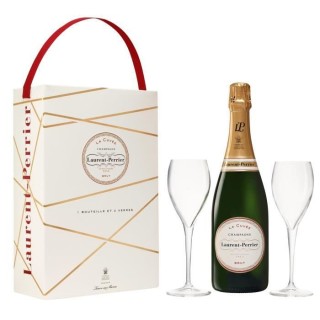 Coffret Champagne Laurent-Perrier La Cuvée - 1 bouteille x 75 cl + 2