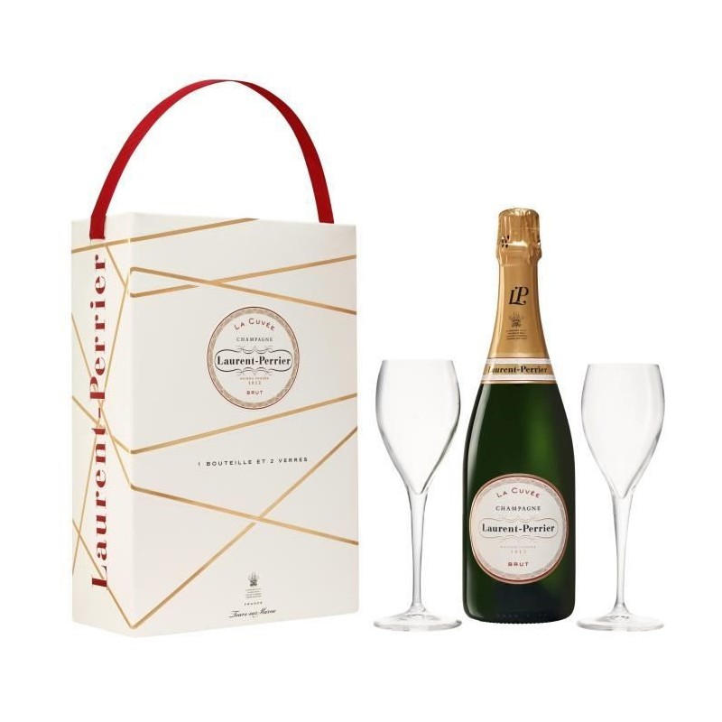 Coffret Champagne Laurent-Perrier La Cuvée - 1 bouteille x 75 cl + 2 flûtes