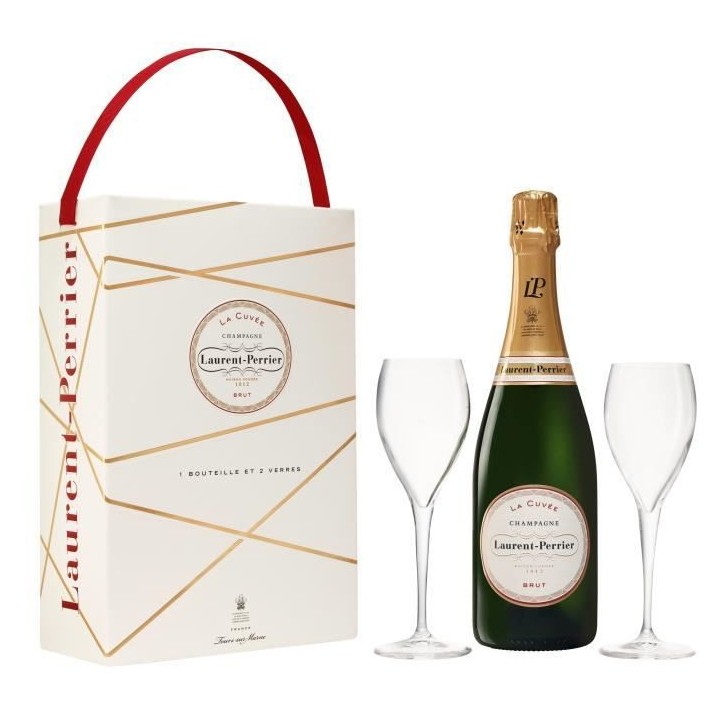Coffret Champagne Laurent-Perrier La Cuvée - 1 bouteille x 75 cl + 2