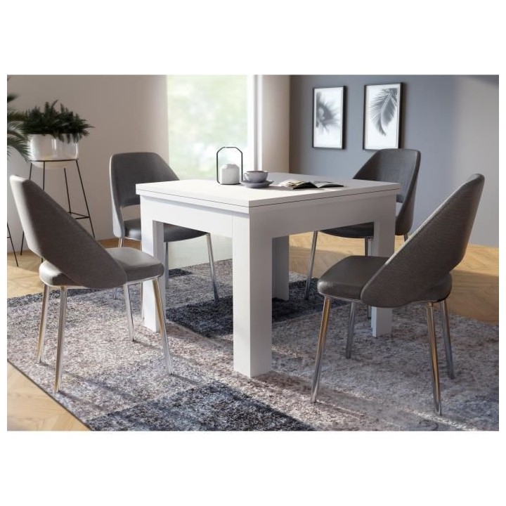Table a manger extensible NUORI - Décor blanc mat - 6/8 personnes - L