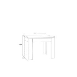 Table a manger extensible NUORI - Décor blanc mat - 6/8 personnes - L 96-190 x l 95 cm