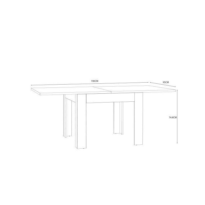 Table a manger extensible NUORI - Décor blanc mat - 6/8 personnes - L